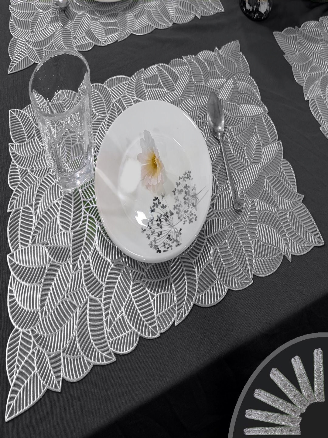 Good Vibes 6-Pcs White Heat-Resistant Rectangle Table Placemats