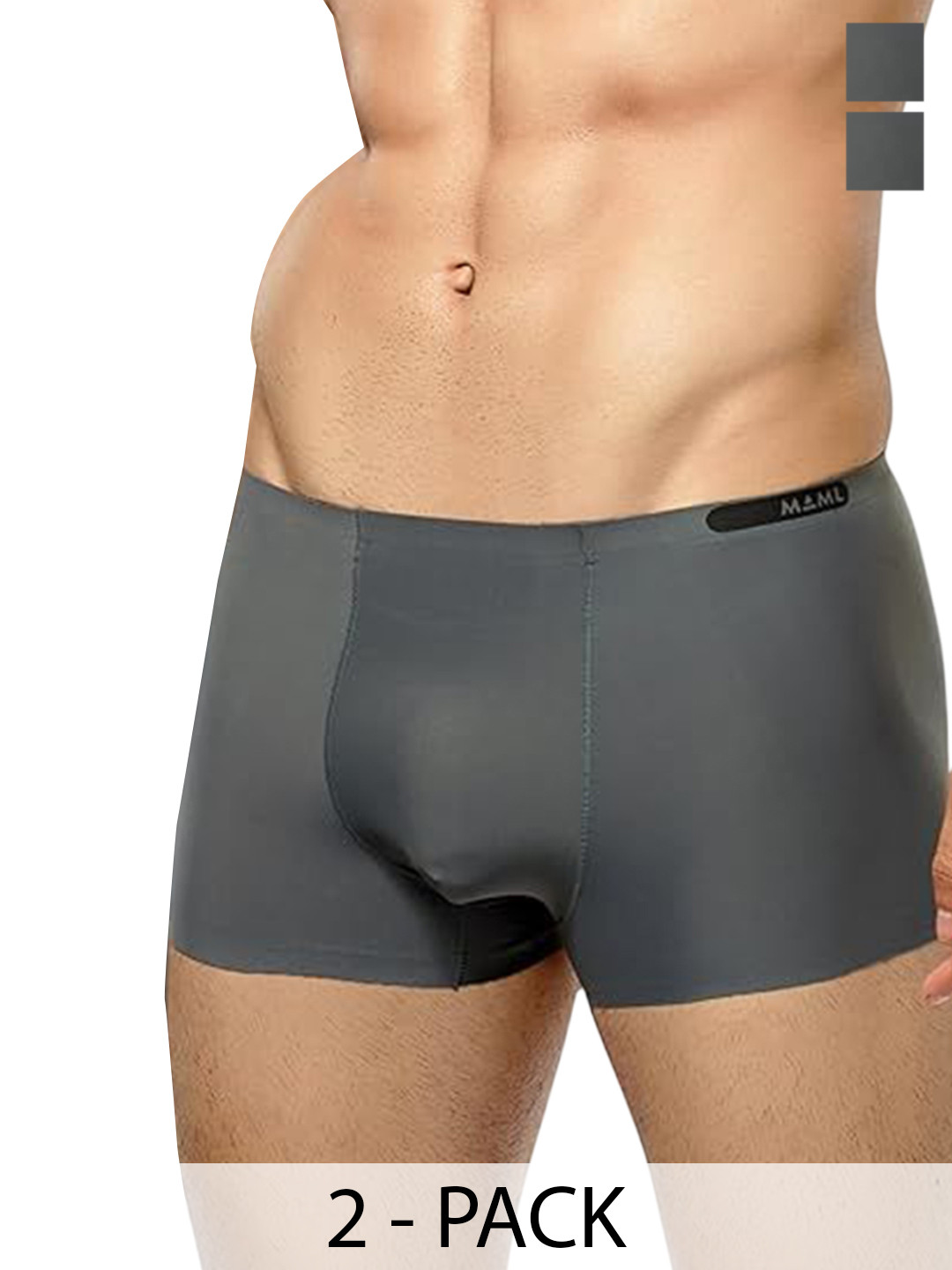MAML Men Pack Of 2 Ultra Soft Breathable Short Trunk UC-102-charcoal-PACK OF 2-M