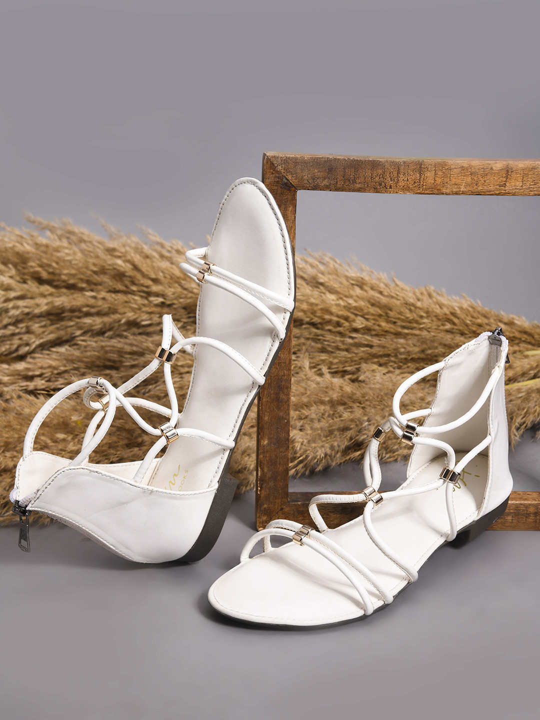 Jm Looks Ankle Gladiator Flat Sandals