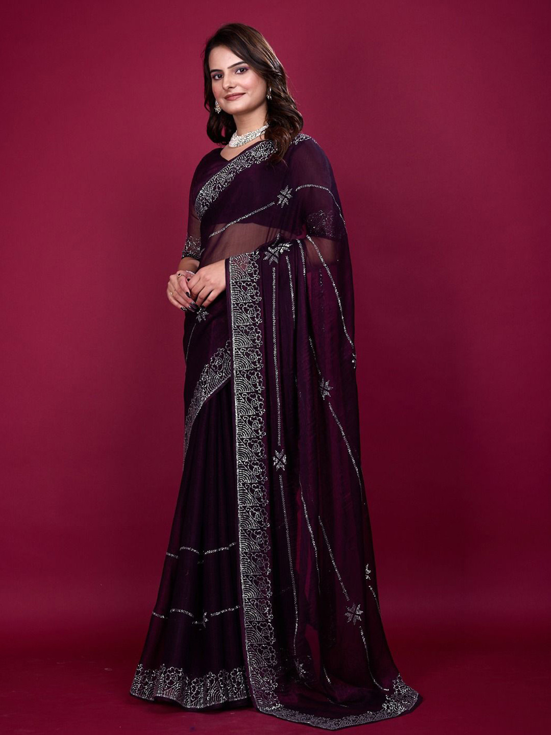 Tarlas Sarees Ethnic Motifs Sequinned Saree