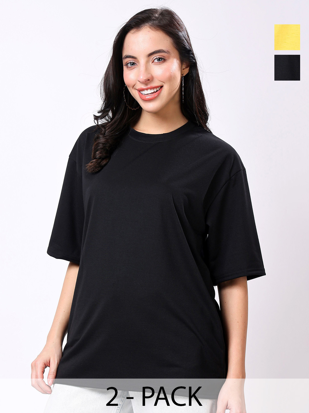 TQH Women Pack of 2 Graphic Oversized T-shirts