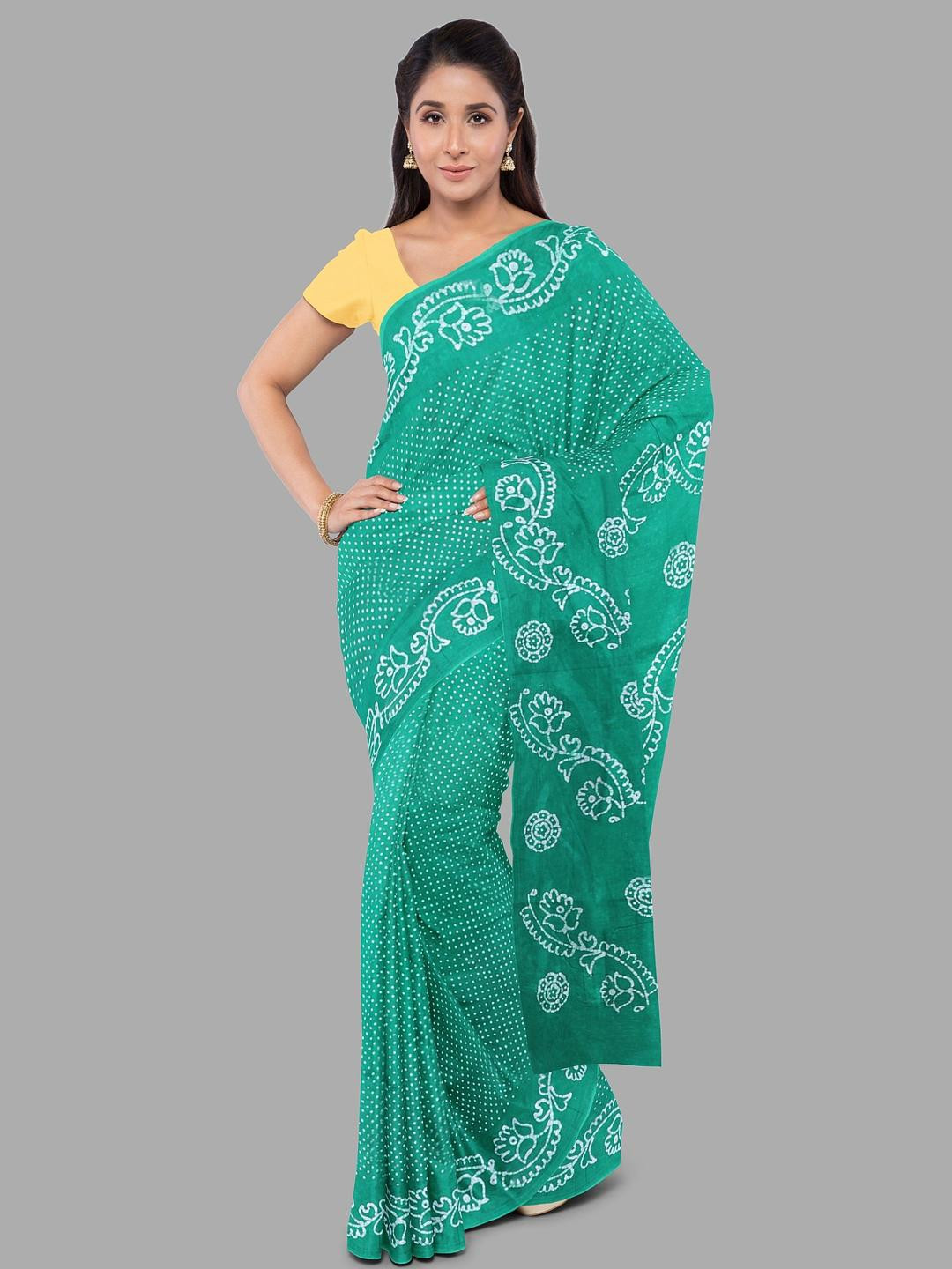 The Chennai Silks Polka Dot Printed Pure Cotton Madurai Sungudi Saree