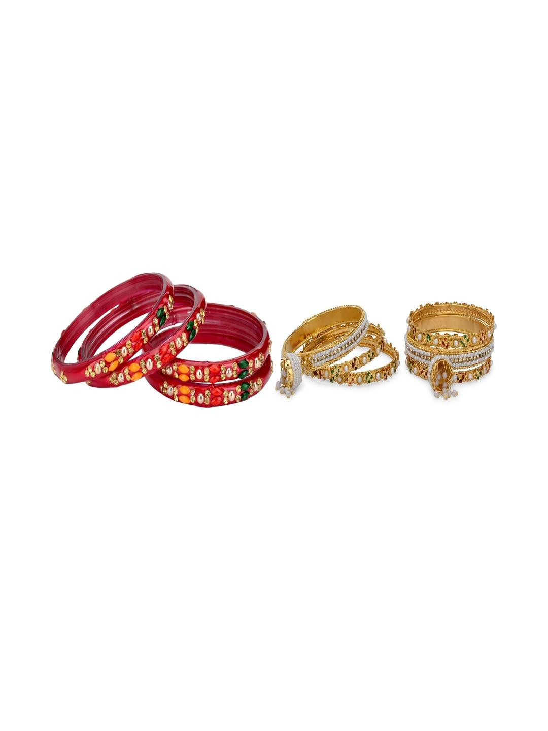1ST TIME Women Multi Pack Of 6 Handmade Traditional Glass Bangle Set