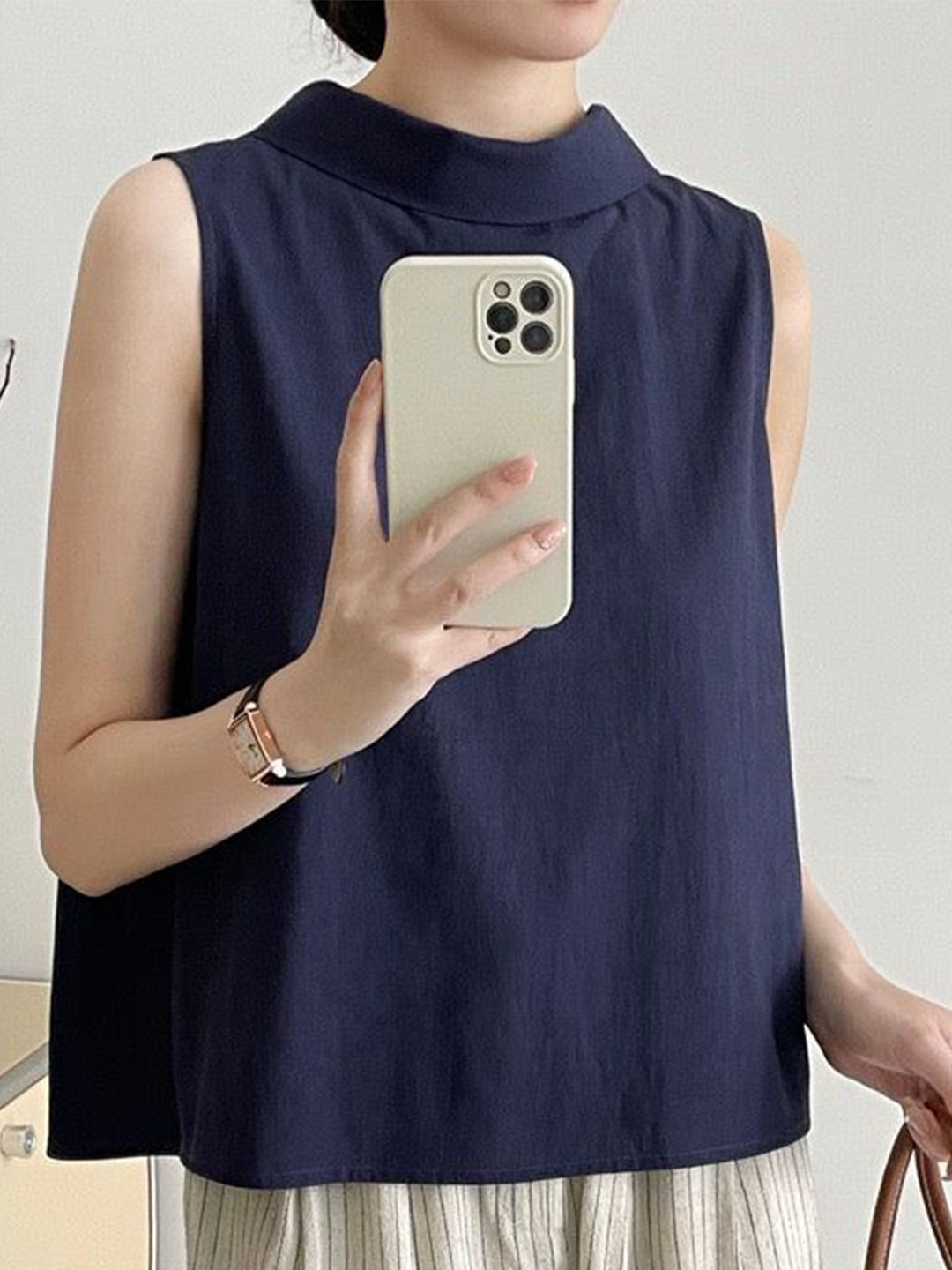 Miss Mosa By Akanksha  Navy Blue Norris Summer Top