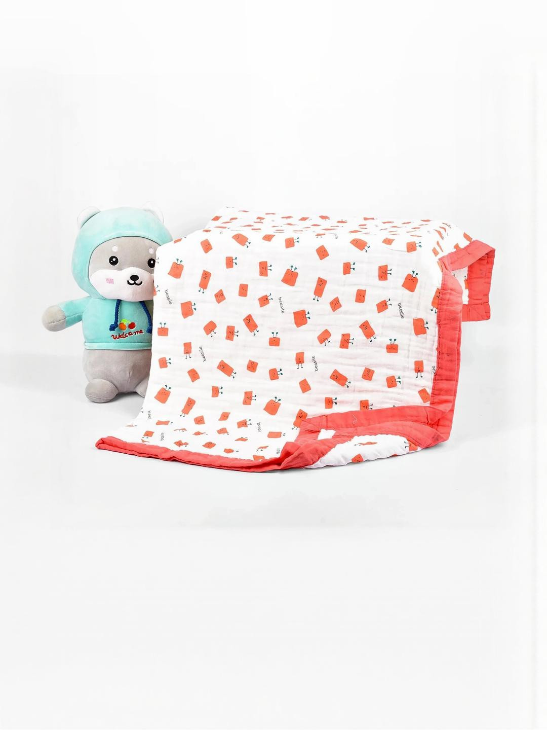Baby Station Kids Red & White 350 GSM Single Bed Blanket