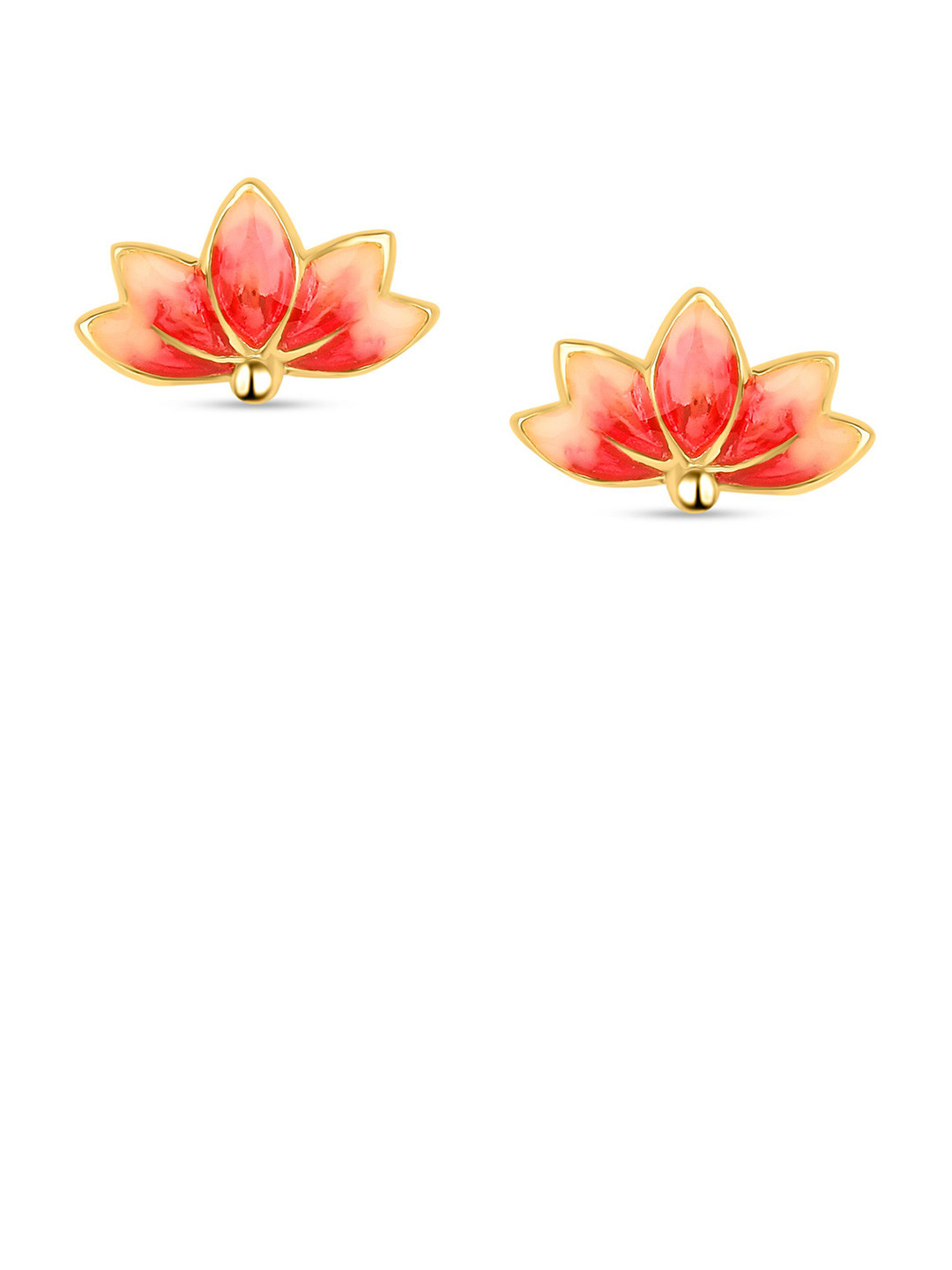 ROOVI Floral 925 Sterling Silver Gold-Plated Lotus Shaped Studs