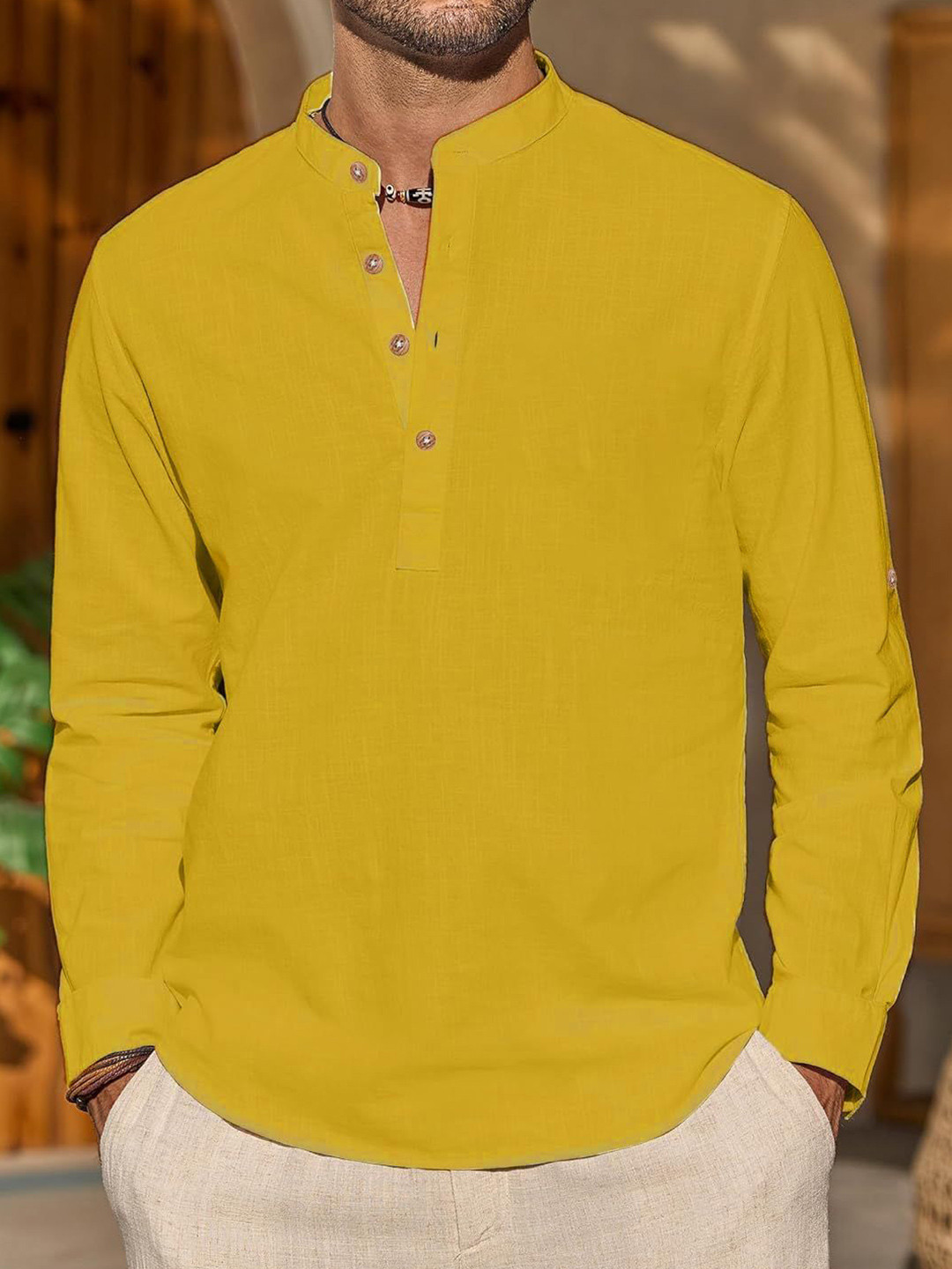 Yugnik Men Cotton Mandarin Collar Kurta