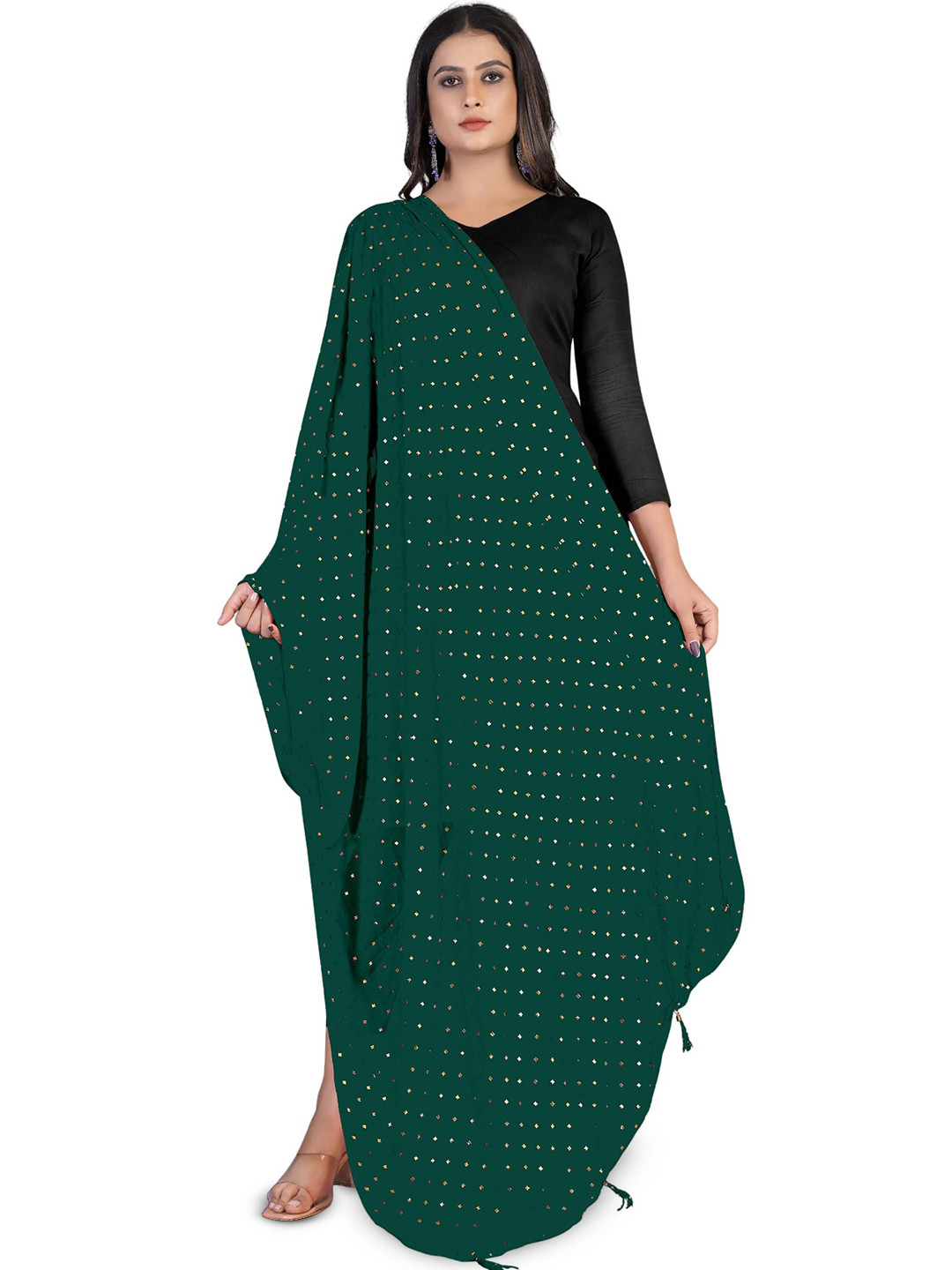 Kemza Polka Dots Foil Printed Chiffon Dupatta