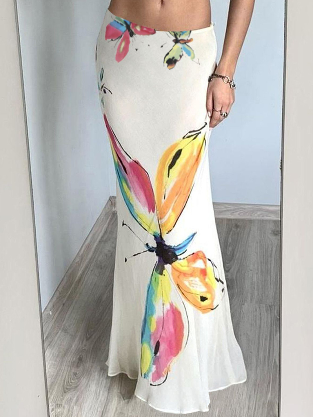 StyleCast Women Graphic Printed Slim Fit Fishtail Flared Maxi Skirt