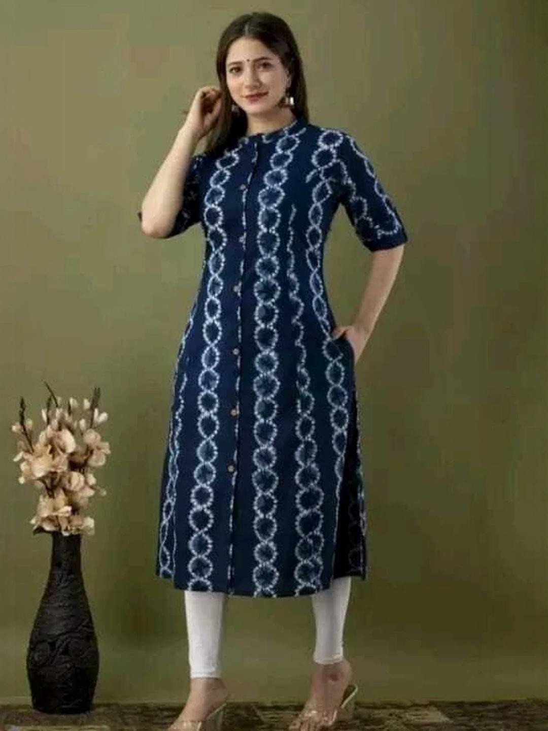 Alluring Women Blue Cotton Blend Kurtis