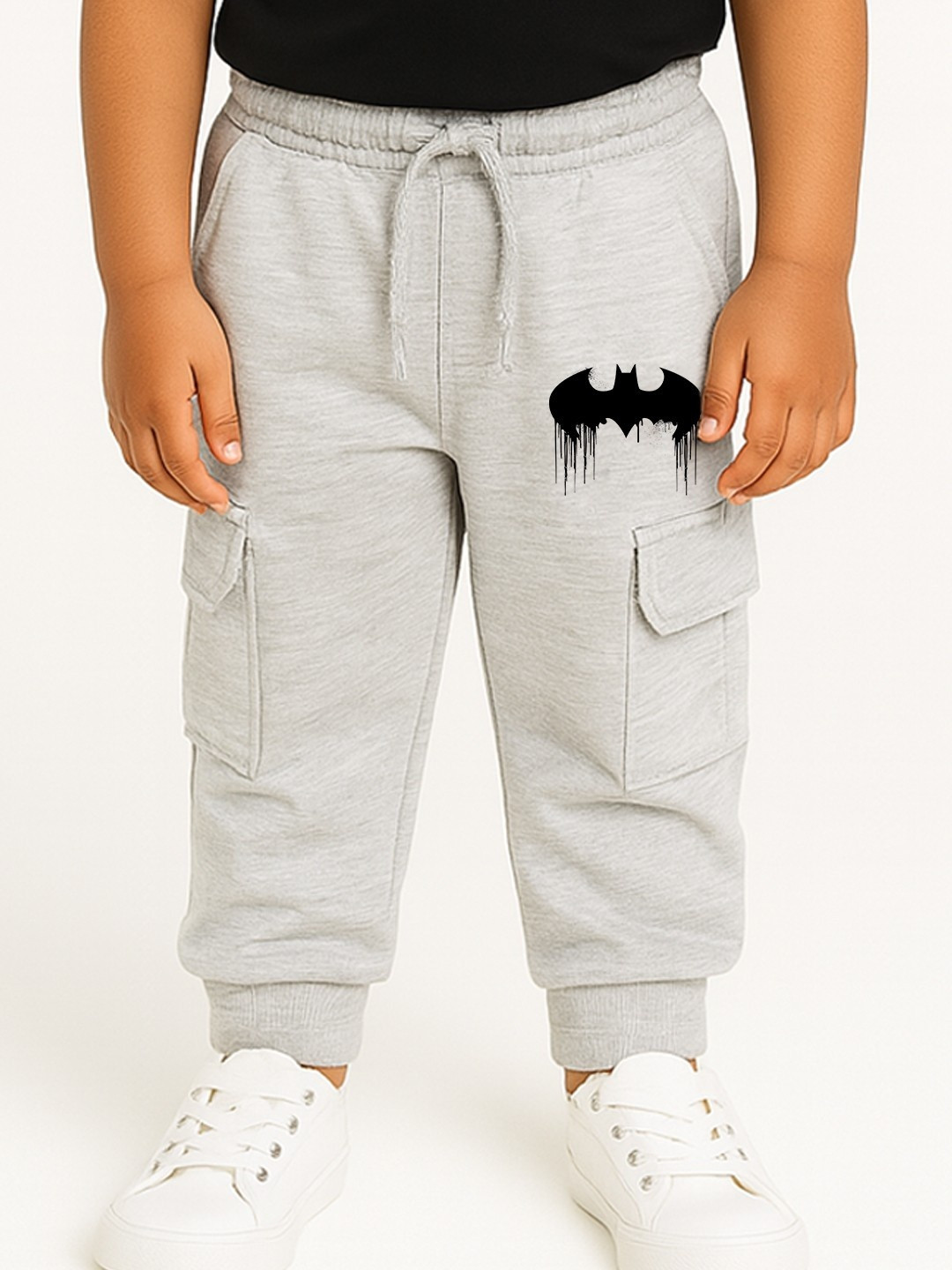YK X Minute Mirth Boys Batman Printed Relaxed Jogger Cargos Trousers