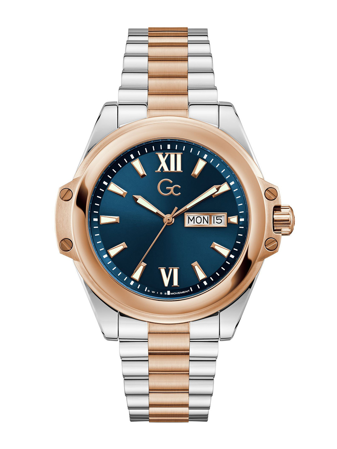 GC Men Round Dial & Stainless Steel Bracelet Style Straps Analogue Watch Z60001G7