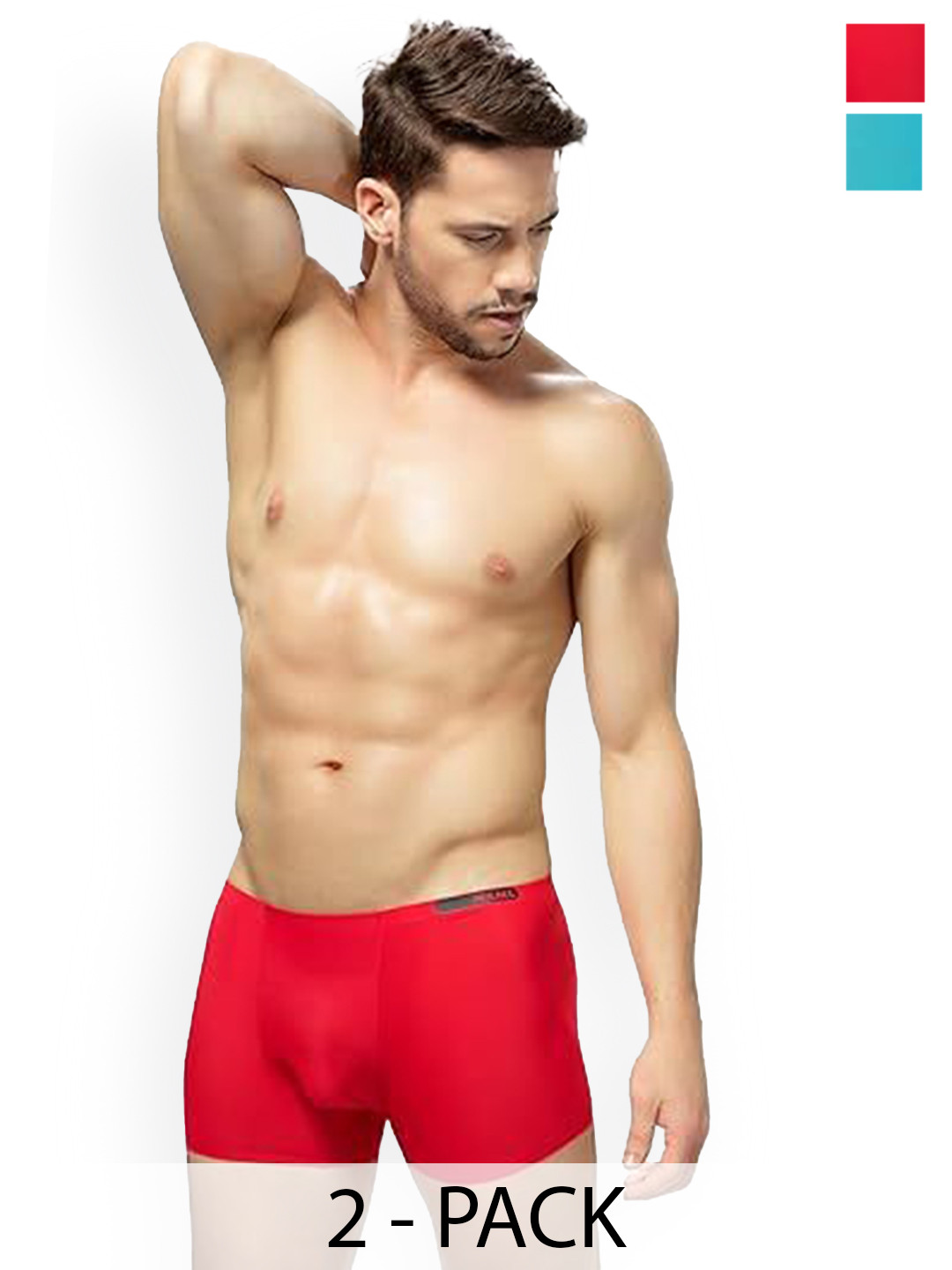MAML Men Pack Of 2 Ultra-Soft Basic Briefs UC-102-Sky Blue Red-PACK OF 2-M