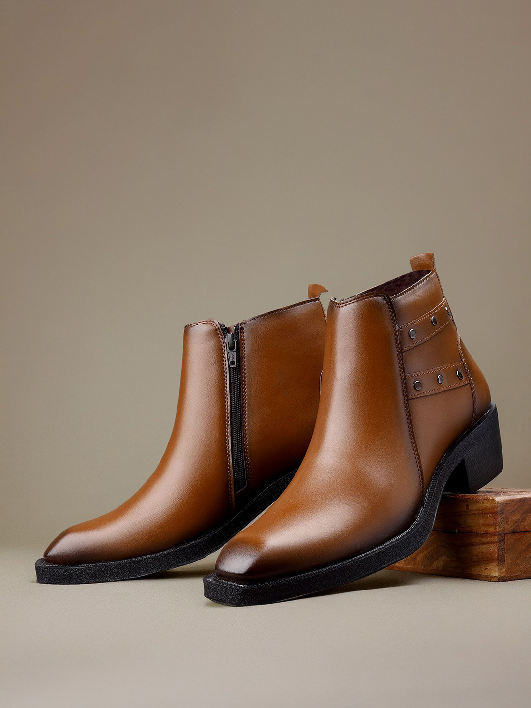 Bxxy Men's 2 Inch Height Increasing High Heel Ankle Chelsea Boots