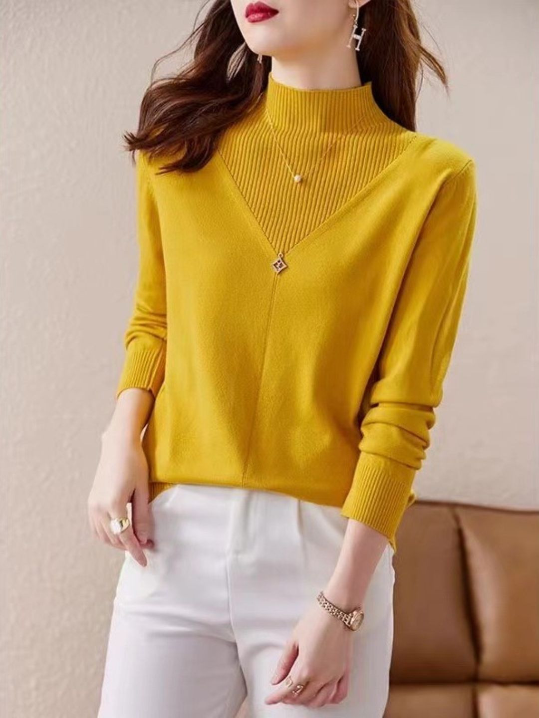 StyleCast Women Mock Neck Knit Sweater