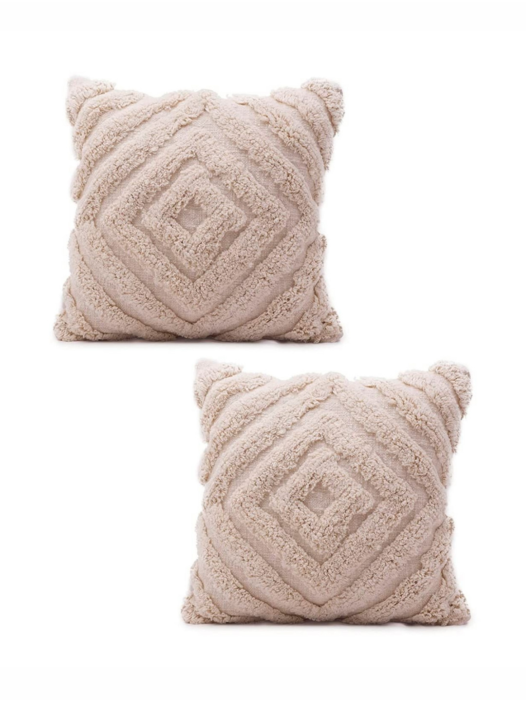 Textile and Beyond Pink Gemetric Woven Design Square Shaped Cotton Cushion Cover