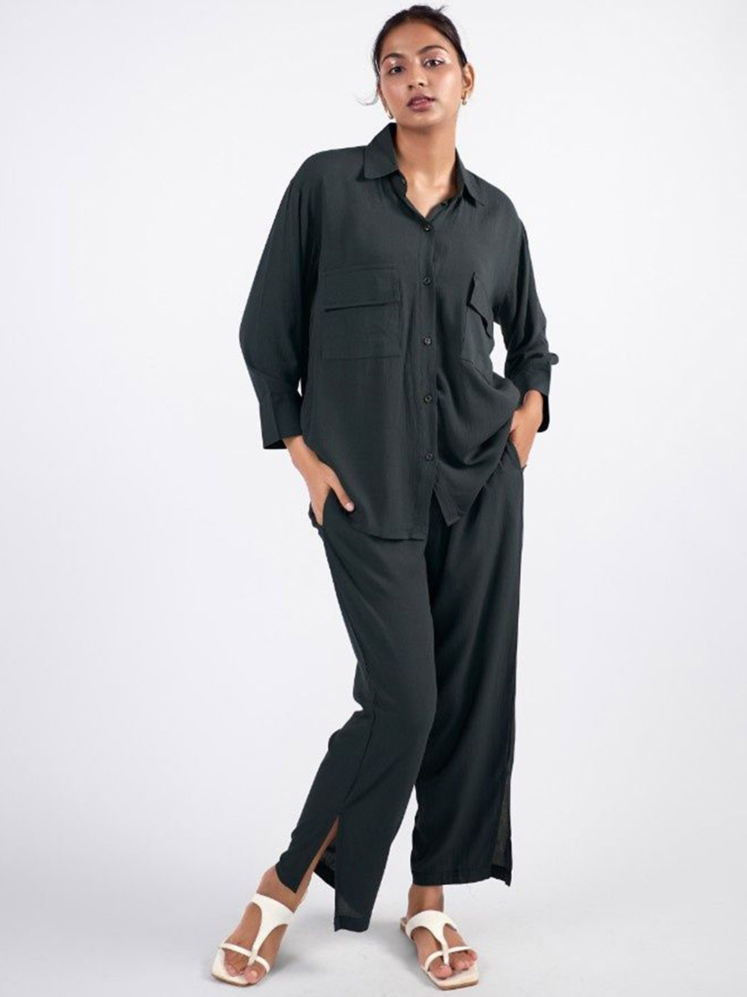 All Her Collective Women Shirt & Trousers Co-Ord Set