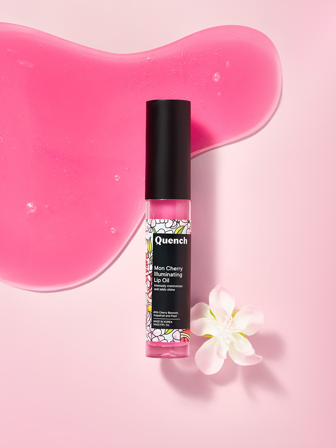 Quench Illuminating Cherry Blossom & Patchouli for Plump Lip Oil - 5ml - Pink
