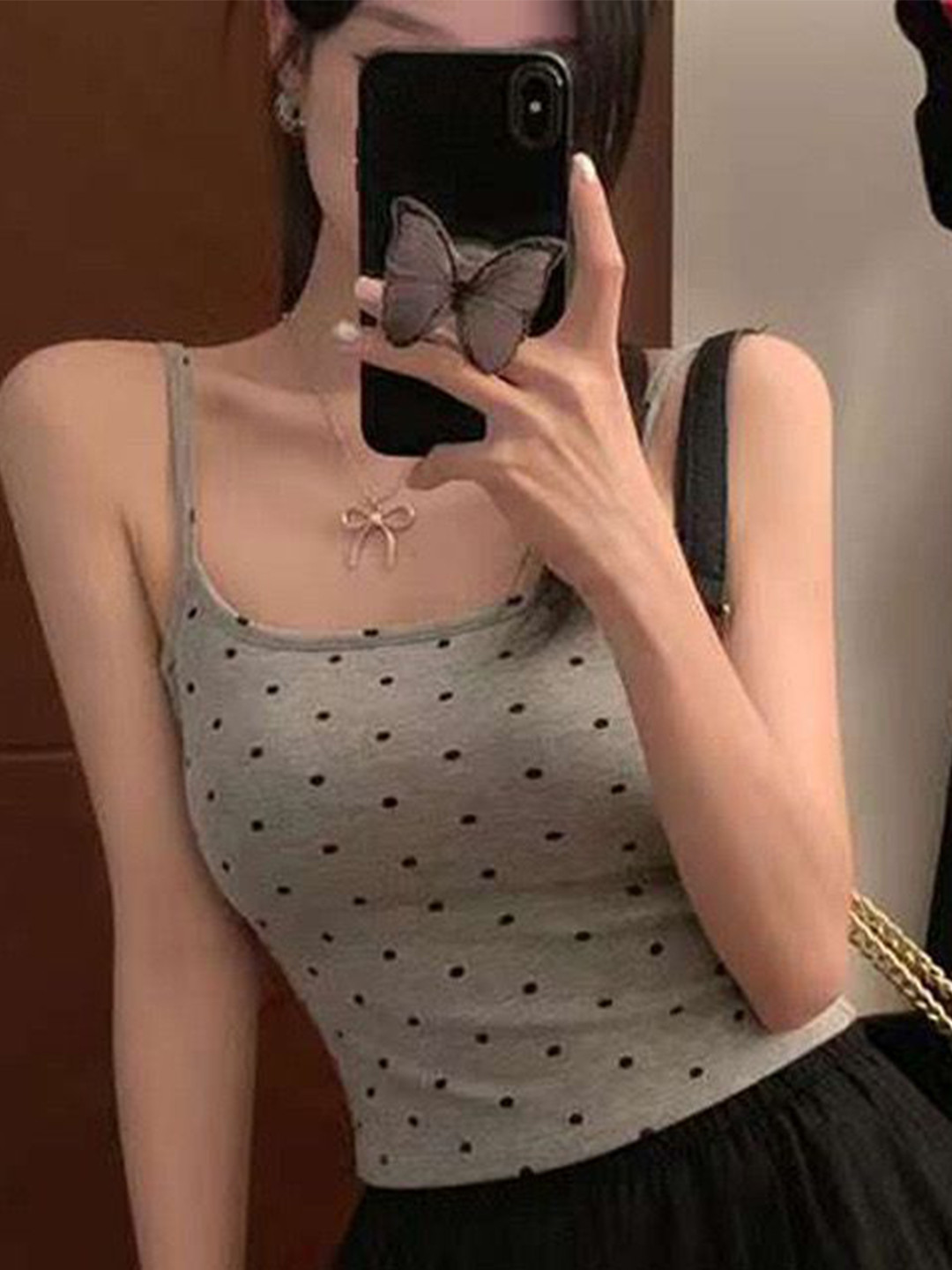 Miss Mosa By Akanksha  Grey Loret Tank Tops with Inbuilt Bra