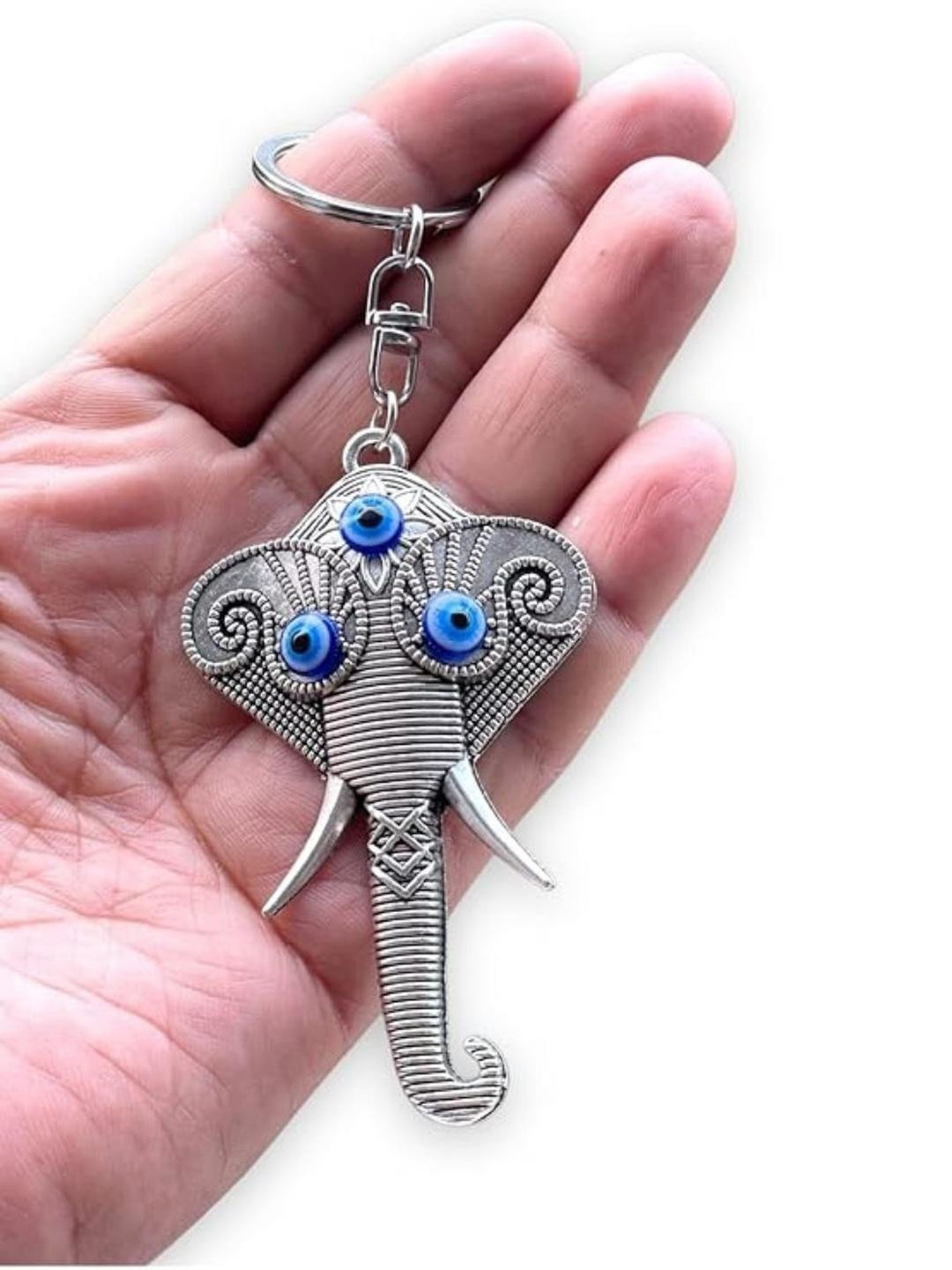 BLUE BEADS Silver-Tone & Blue Evil Eye Key chain
