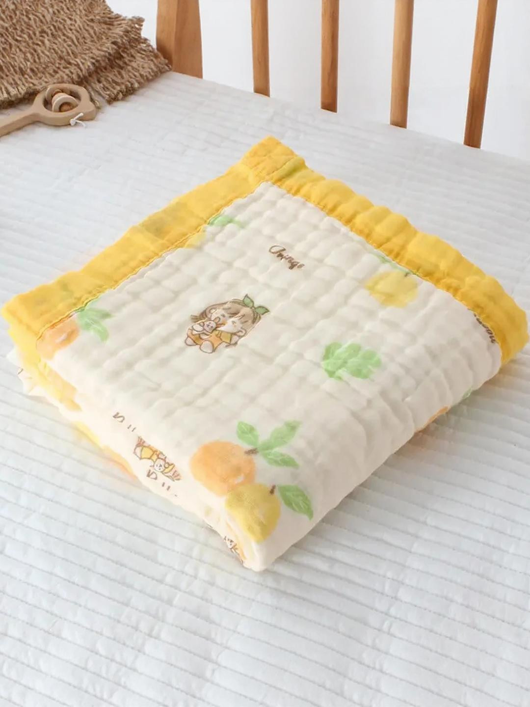 Baby Station Yellow Printed Mild Winter 350 GSM Dohar