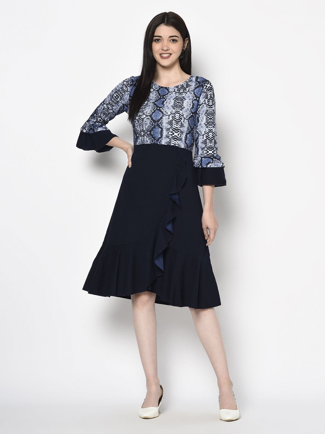 Miss Grace Women Printed Fit & Flare Dress