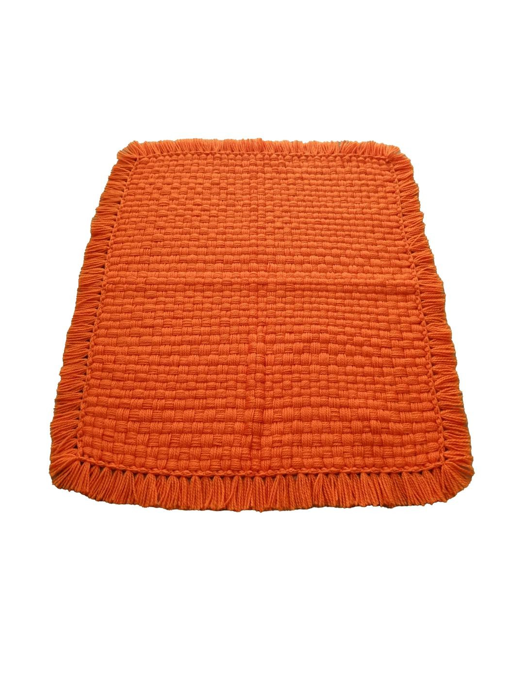 Jaipur Woollen Handicraft Woollen Handmade Pooja Aasan/Prayer Mat Orange