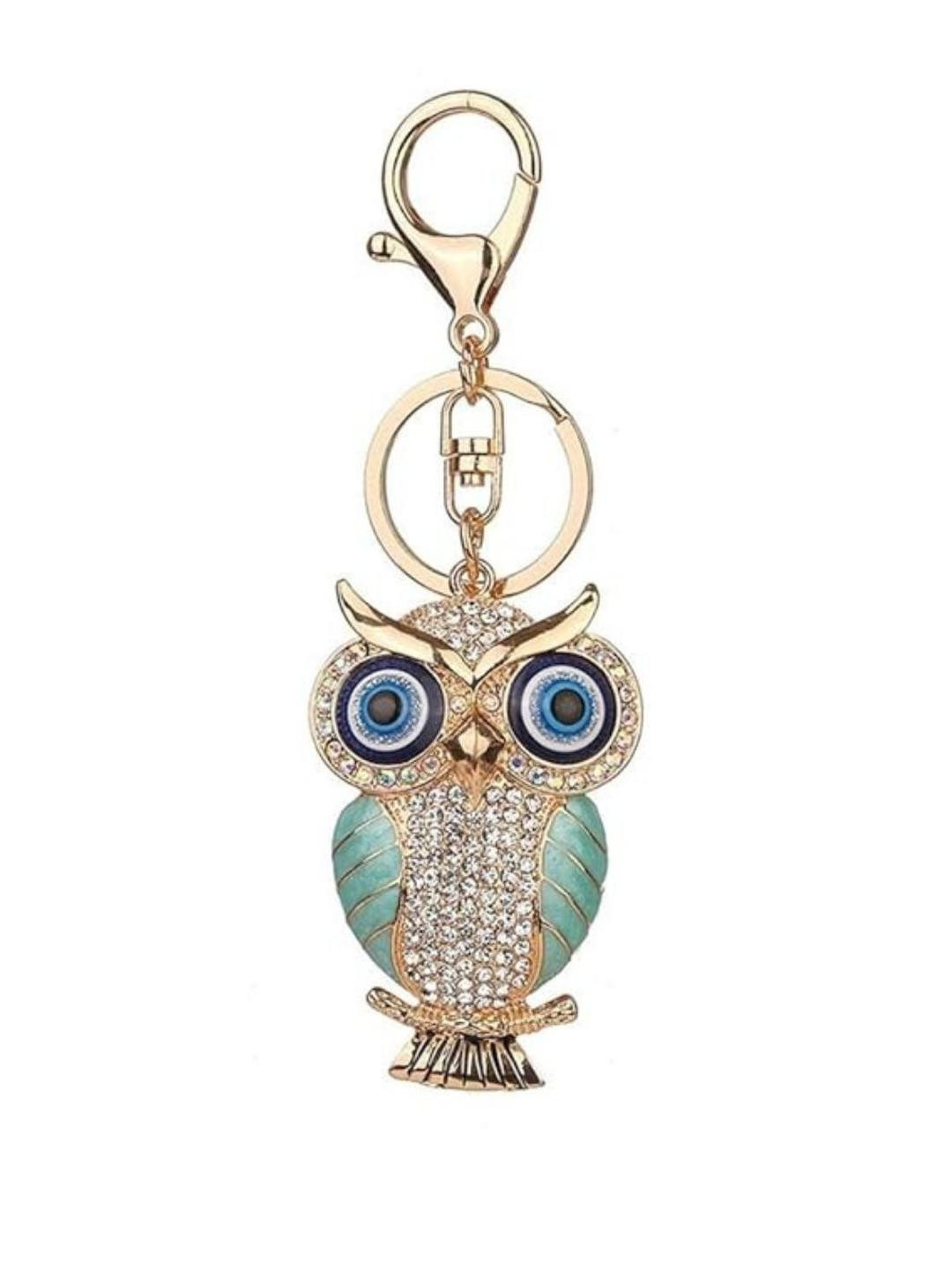 BLUE BEADS Evil Eye Owl Keychain