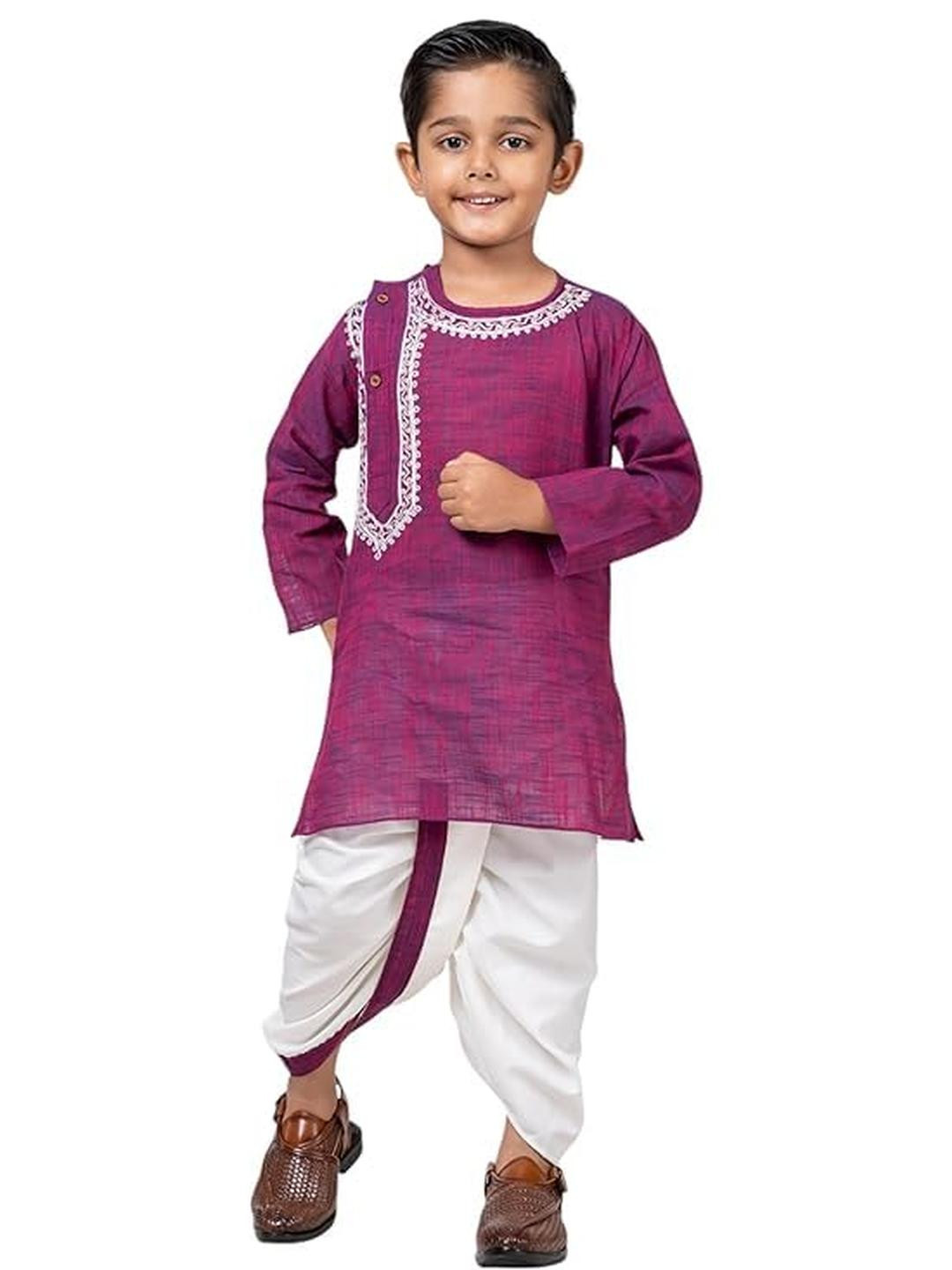 PEKABU Kids-Boys Pure Cotton Kurta Sets