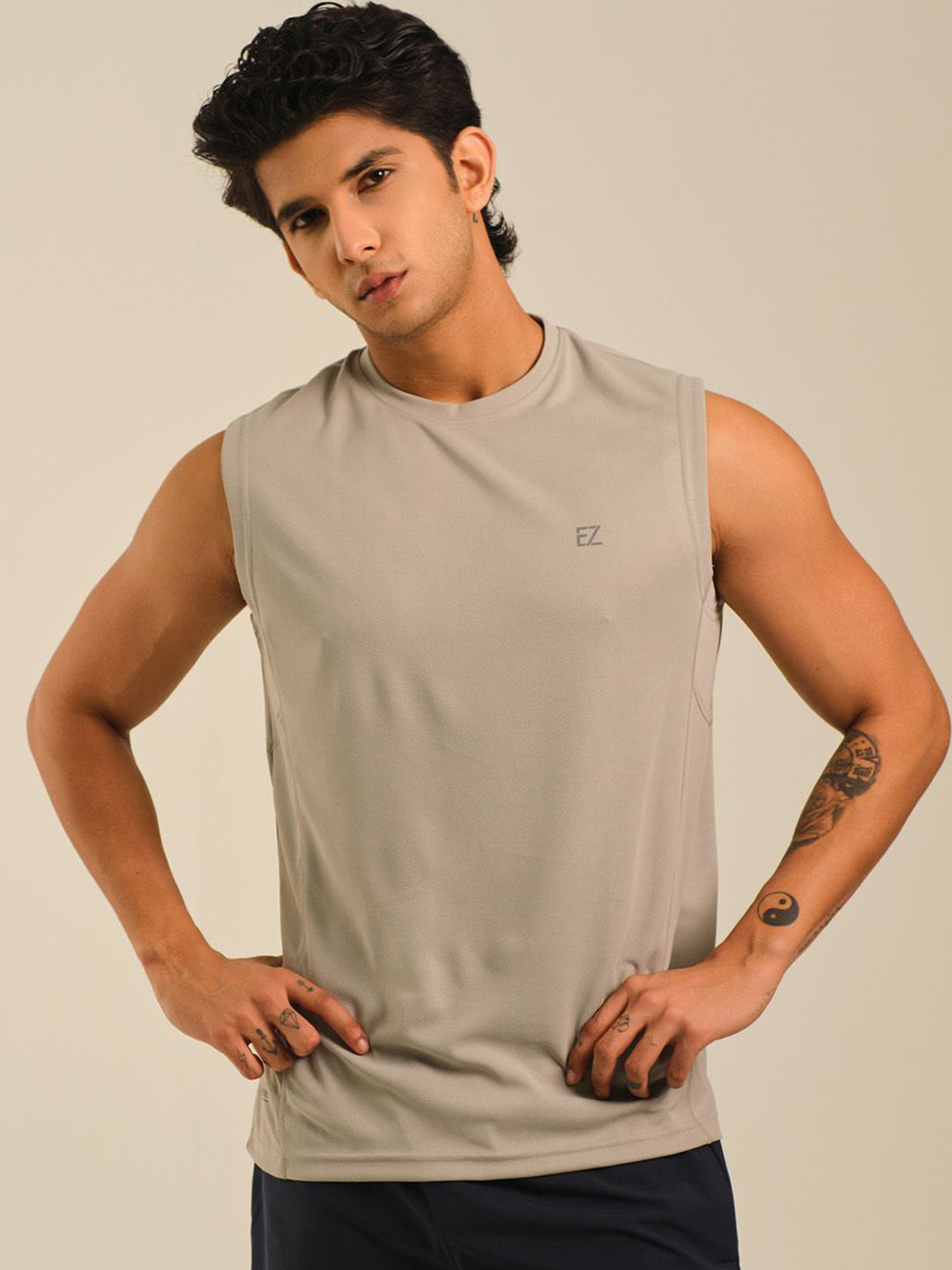 EAZY Men Dry-Fit Gym Innerwear Vests EZ_QDRN_PGREY_S