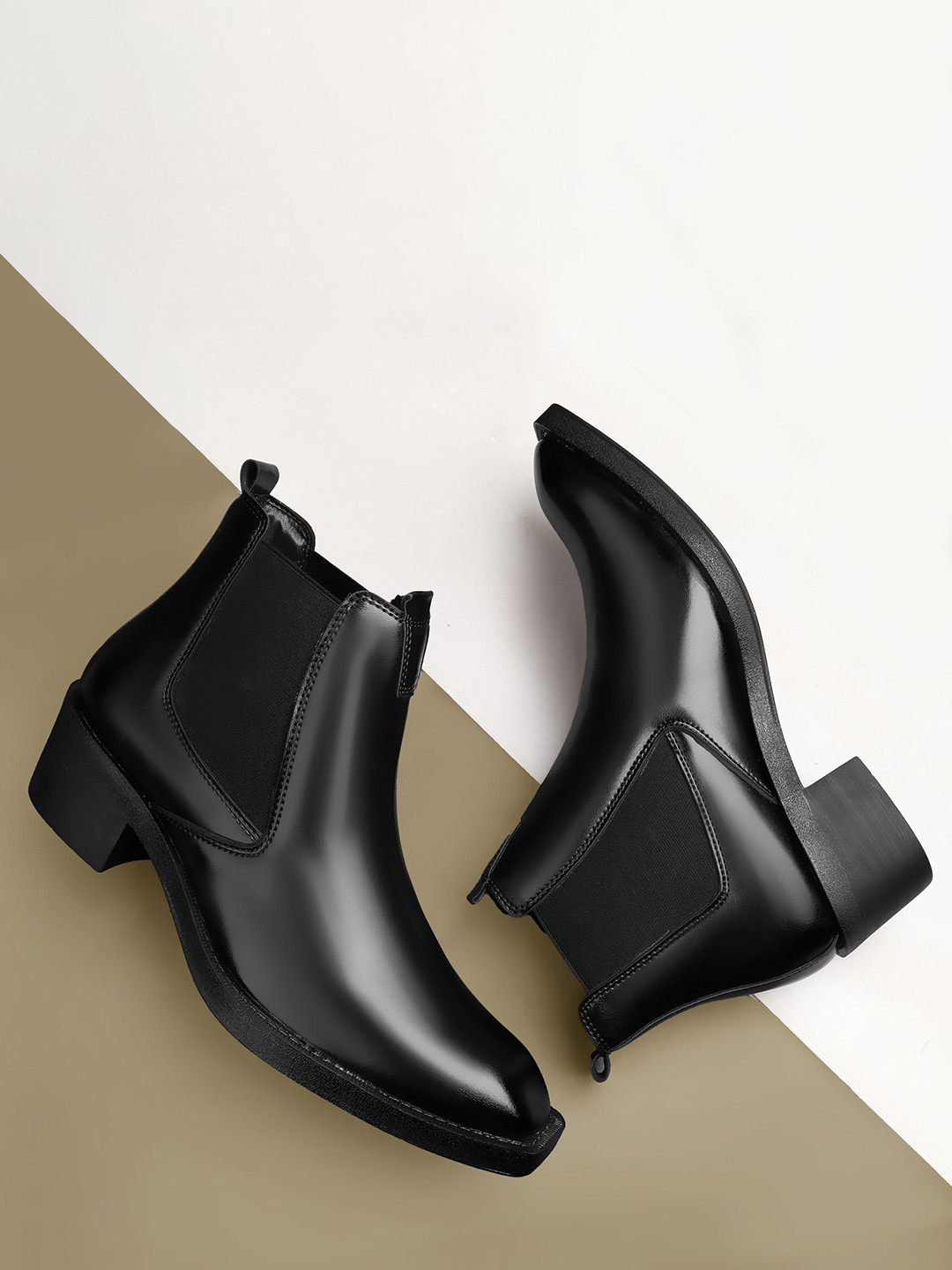 Bxxy Men 2 Inch Height Increasing High Heel Ankle Chelsea Boots