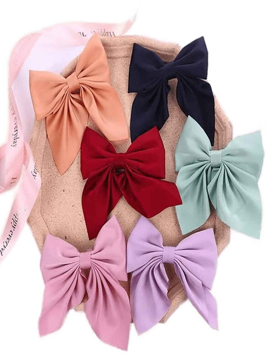 DN ENTERPRISES Women Set of 6 Bow knot with long Tail French Barrette