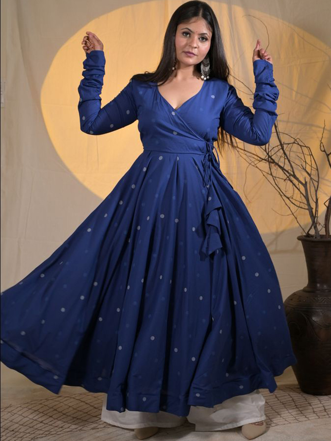 ADYASAA THE LABEL Women Angrakha Pure Cotton Kurta with Palazzos