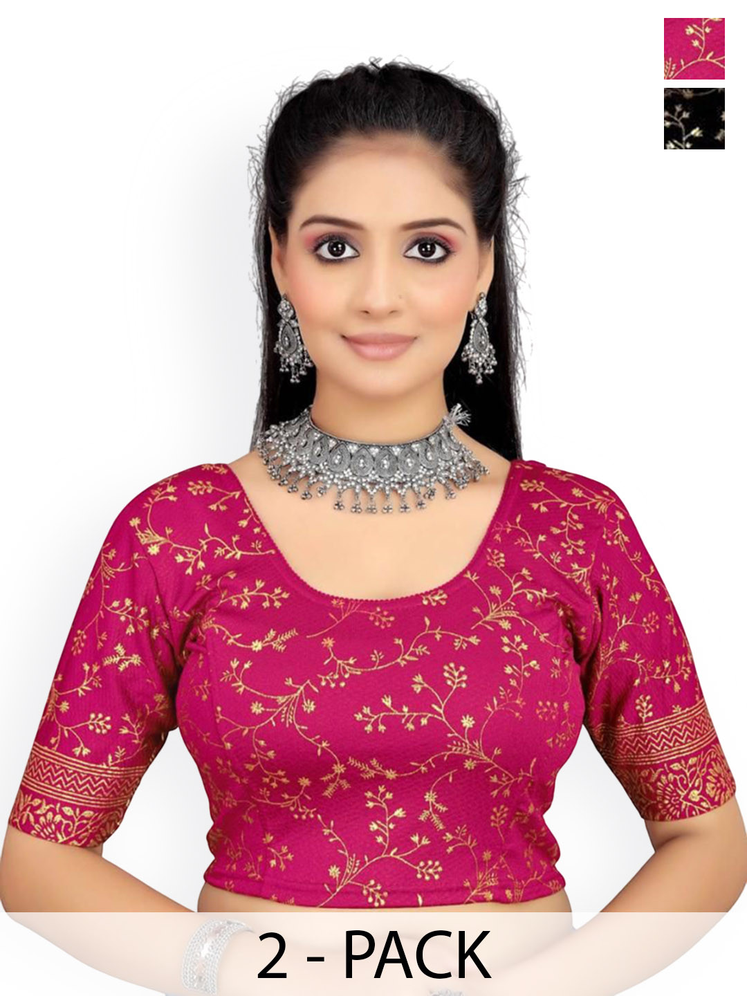 SCUBE DESIGNS Women Floral Embellished Zari Saree Blouse