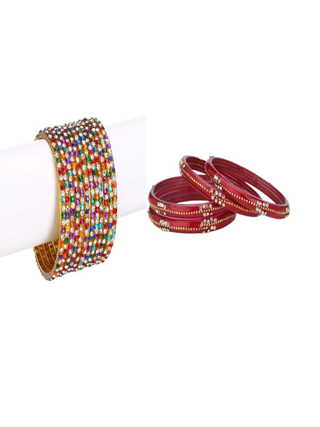 1ST TIME Set Of 16 Artificial Stones & Beads Antique Glass Bangles