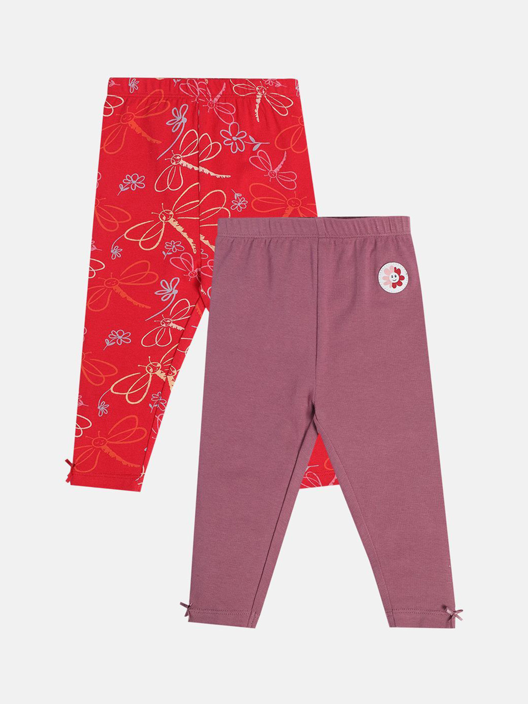 MINI KLUB Girls Pack Of 2 Printed Mis-Rise Ankle-Length Leggings