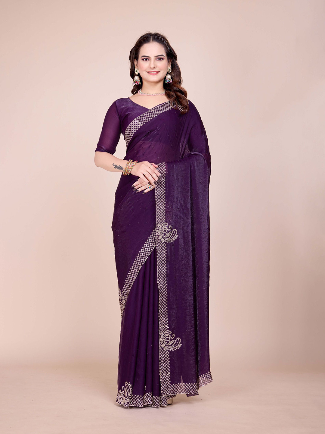 Tarlas Sarees Embellished Satin Saree