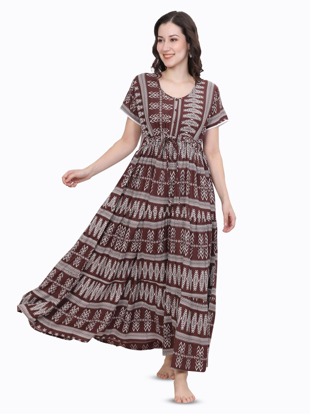 Ms.Lingies Pure Cotton Printed Maxi Nightdress