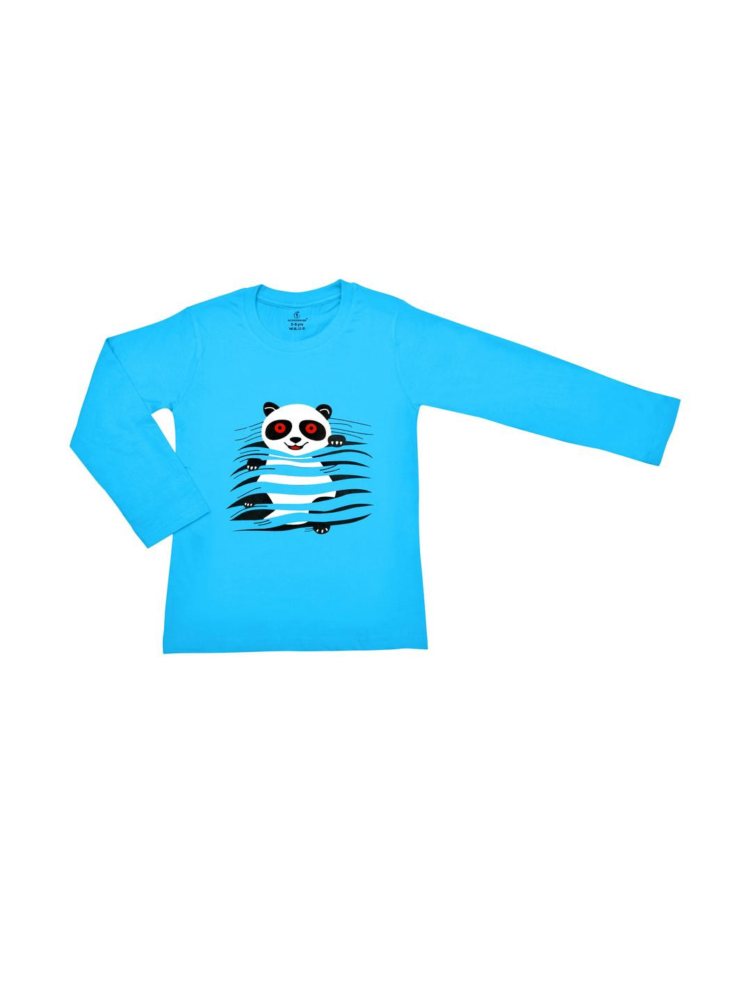Wunderbars Kids Blue Long Regular Sleeves T-shirt