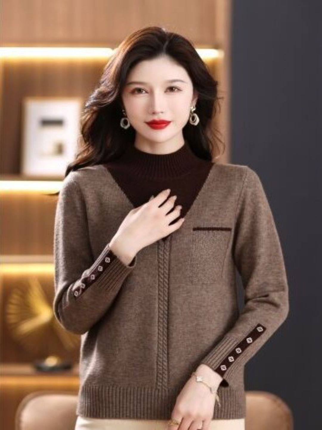 StyleCast Women Cotton Mock Neck Sweater