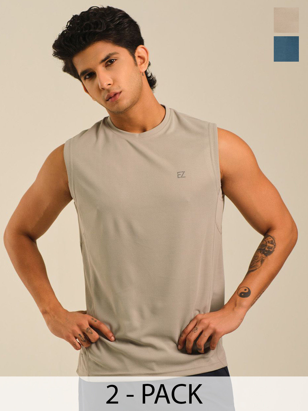 EAZY Pack Of 2 Round Neck Dry-Fit Tank Vests