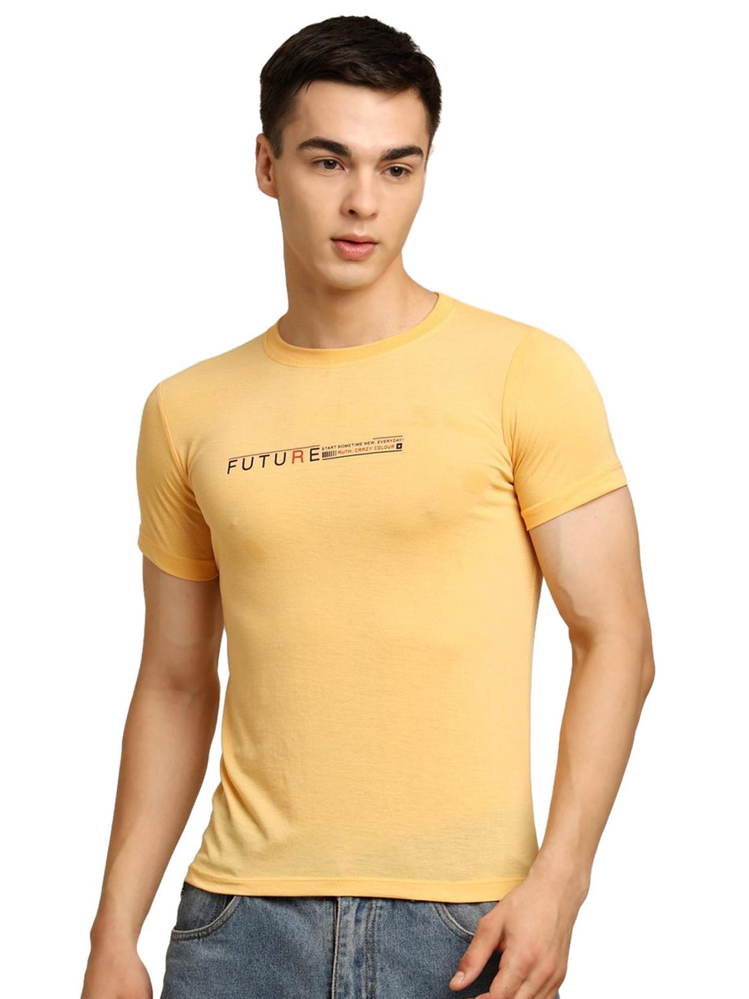 URBAN KANYA Men Typography Printed Round Neck Pure Cotton T-shirt