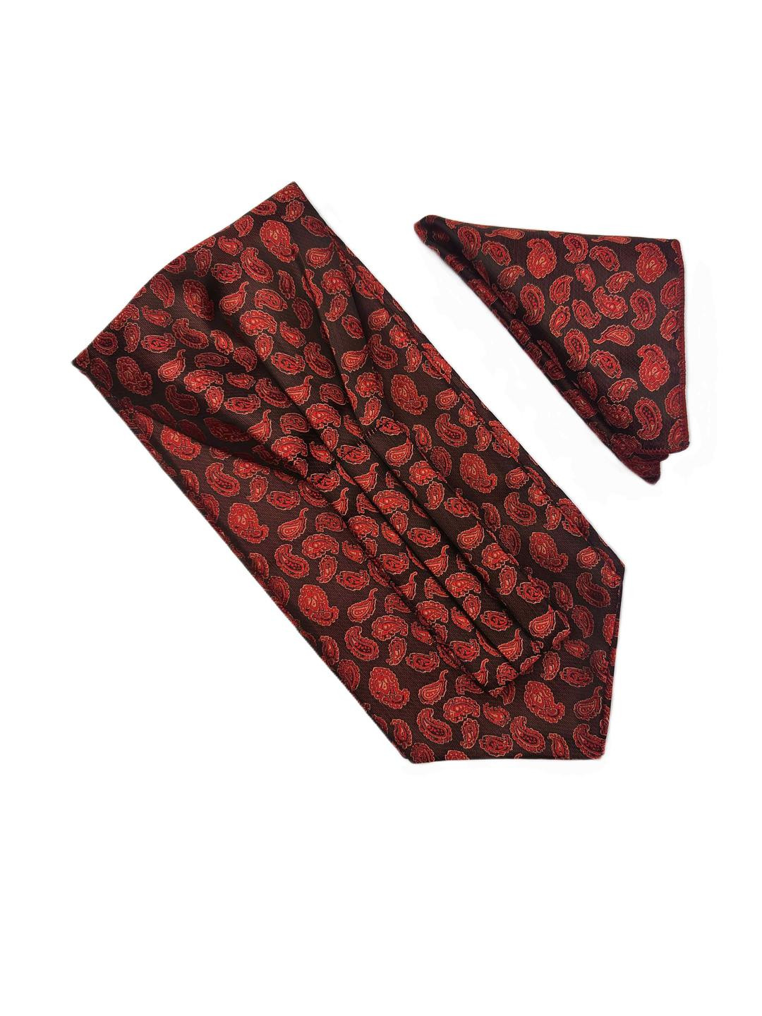 VOICI Paisley Cravat Ascot Necktie & Pocket Square Combo