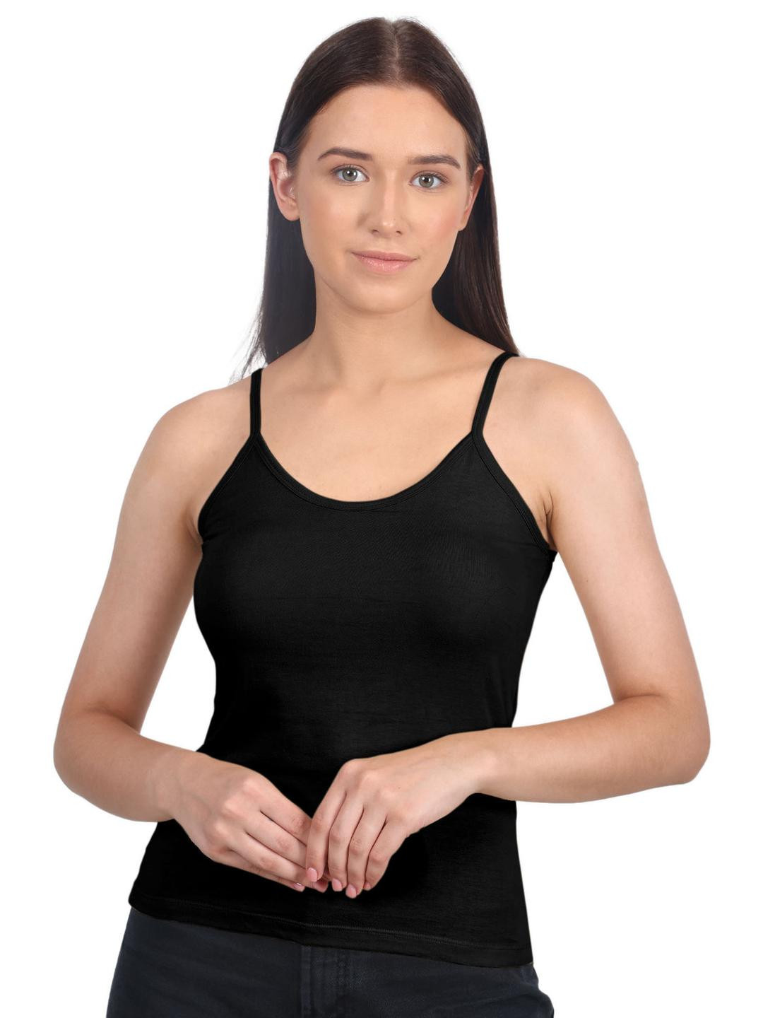 VANILA Women's Black Cotton Camisole Top