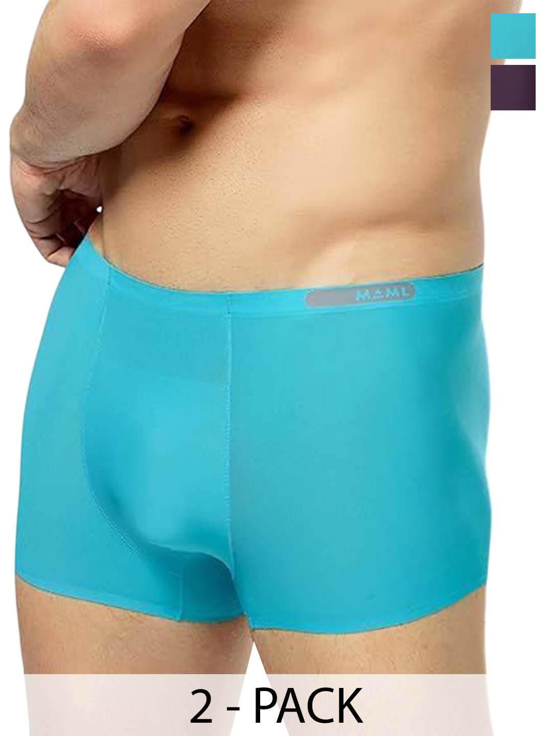 MAML Men Pack Of 2 Ultra-Soft Basic Anti-Odour Briefs UC-102-Sky Blue Wine-PACK OF 2-M
