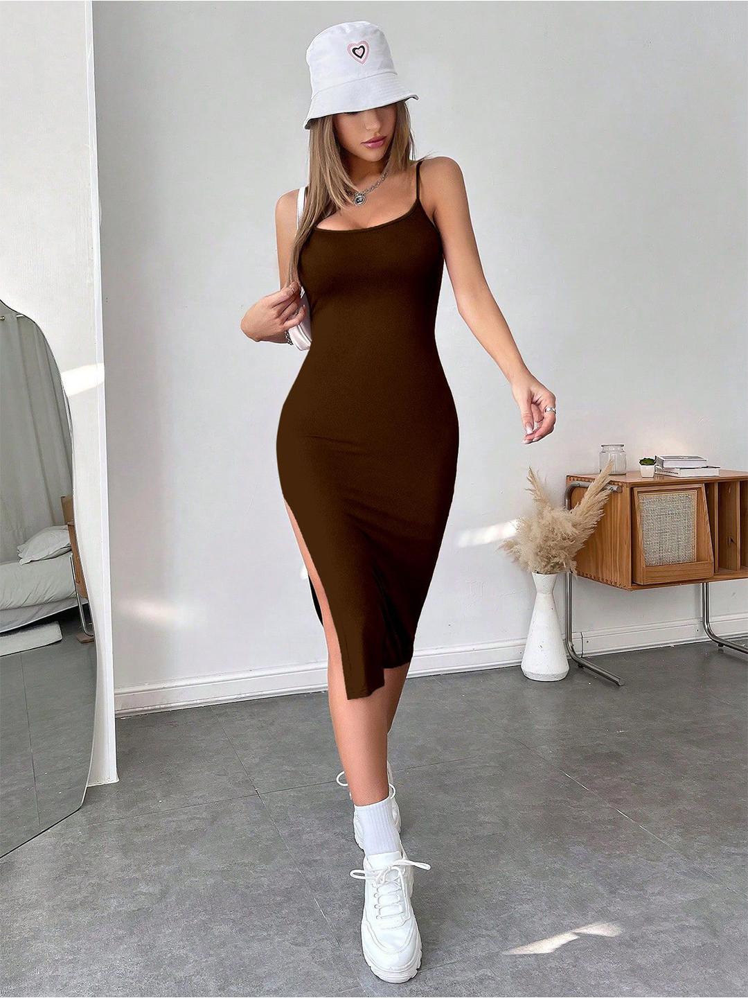 CORSICA Side Slit Bodycon Midi Dress