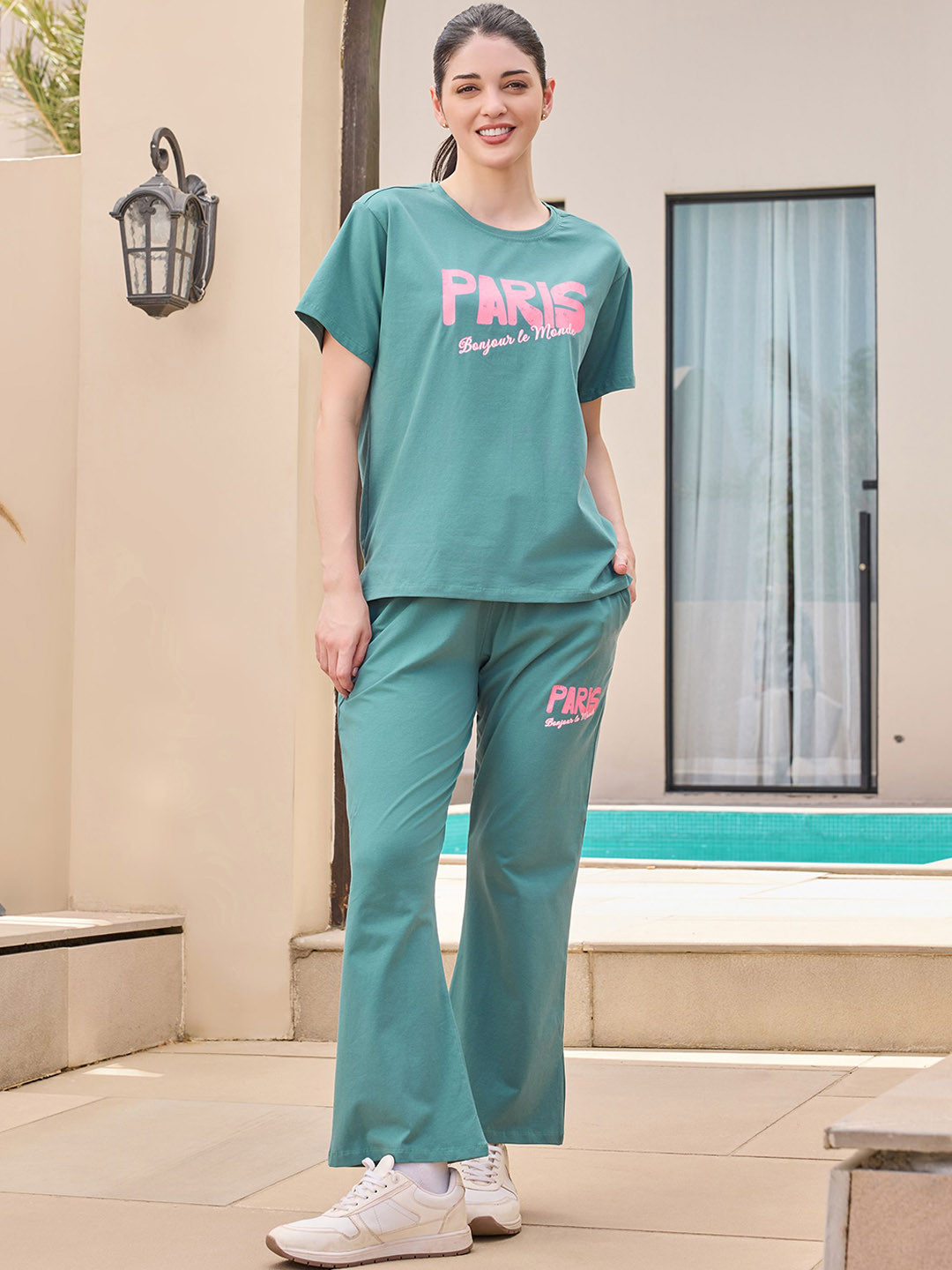 ETC X beebelle  Printed Cotton Top & Track Pants Co-Ord Set