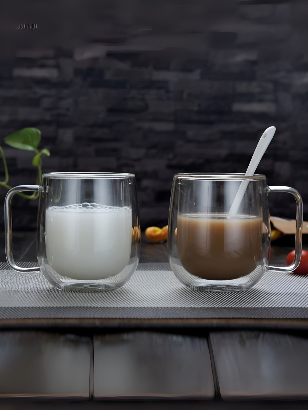 SMOKEY COCKTAIL Transparent 2 Pieces Double Insulated Glass Cups