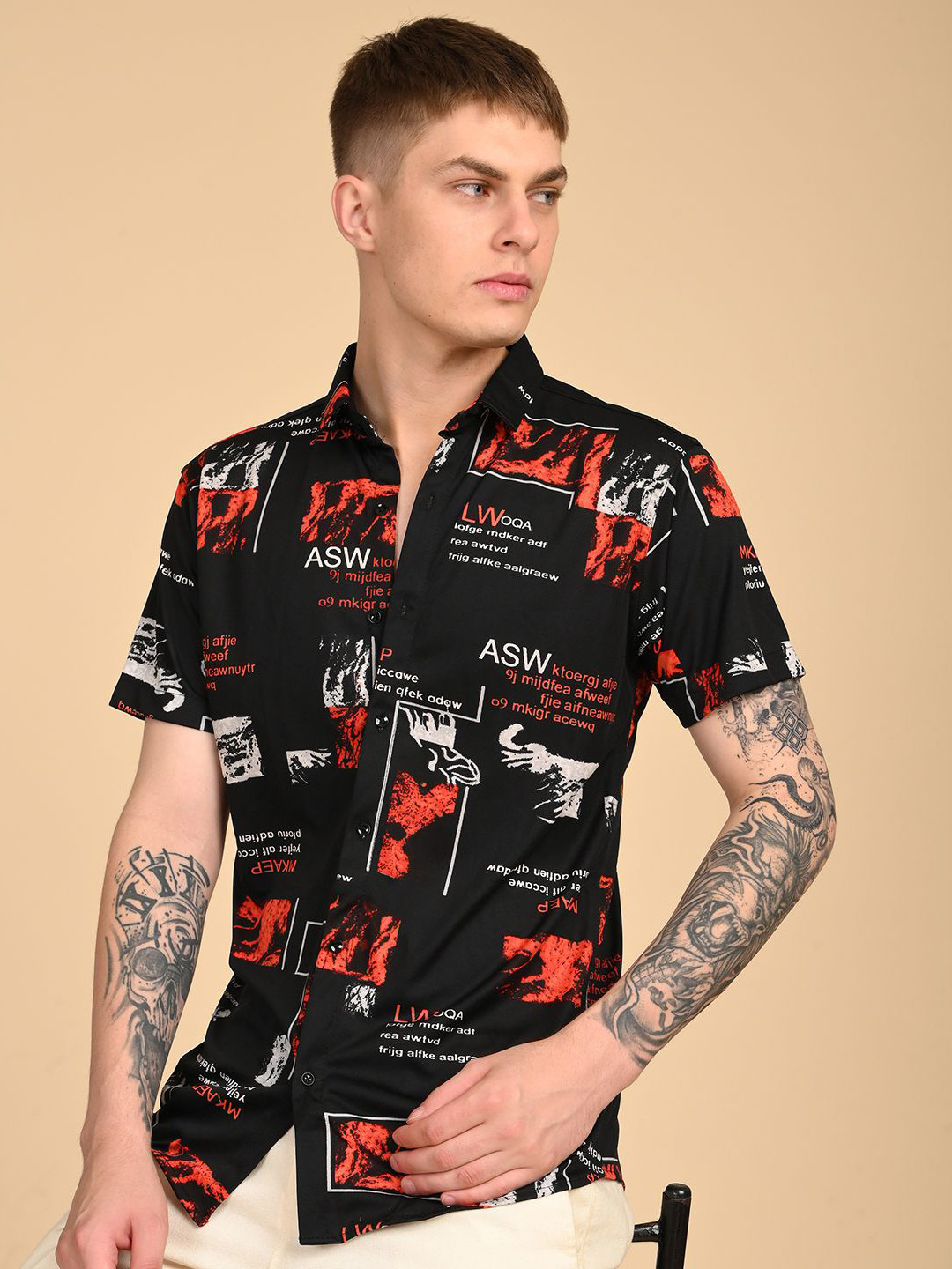 TIGER SNAKE Men Regular Fit Typography Printed Casual Shirt