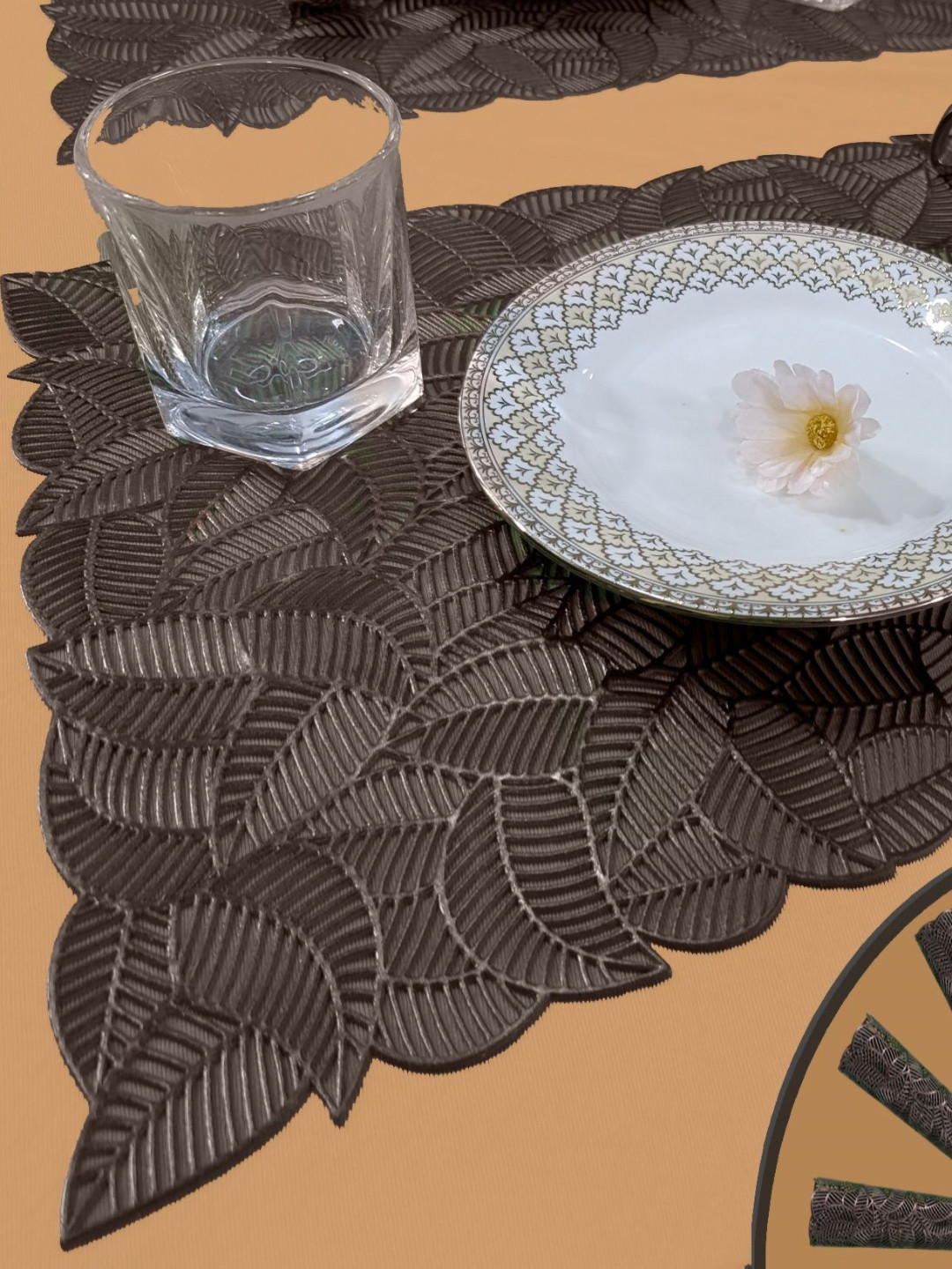 Good Vibes 4Pc Brown Textured Waterproof Scratchproof Anti-Skid Table Placemats